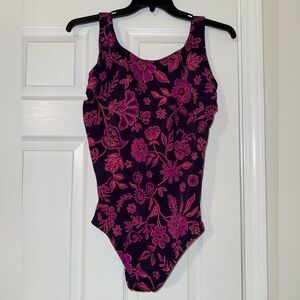 Lands' End women’s one piece swimsuit - Purple and Pink Floral